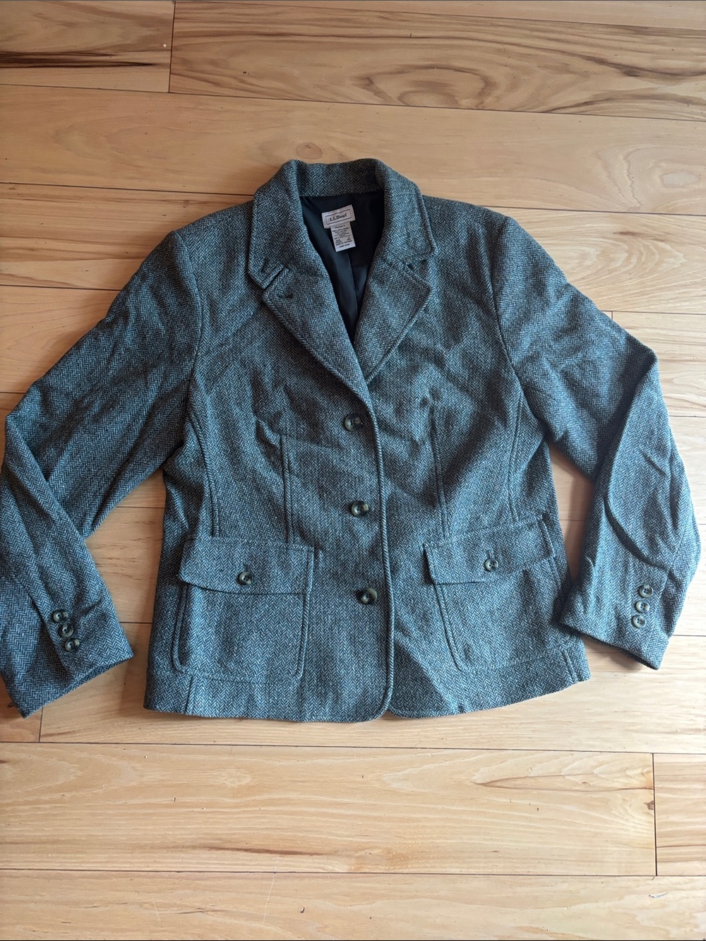 L.L. Bean Women's Size M Gray/Green Tweed Blazer Jacket